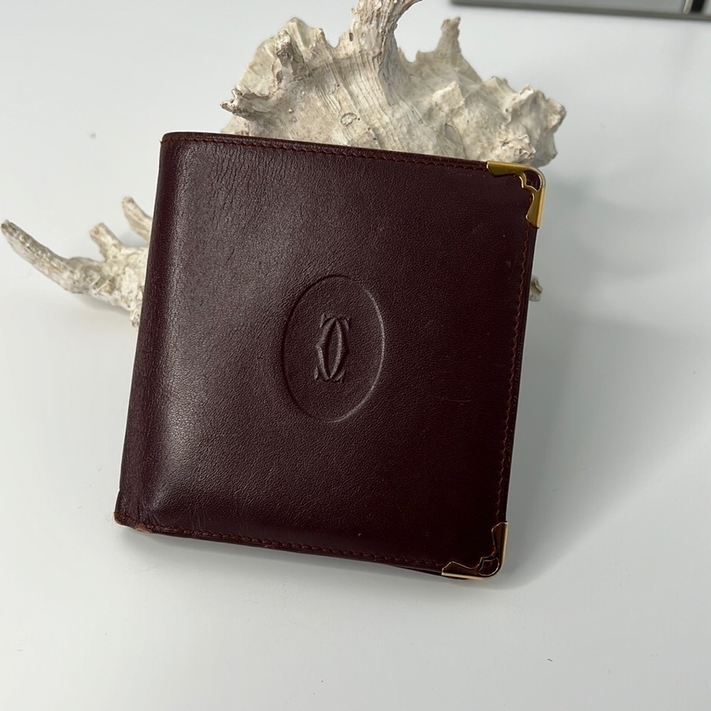 Burgundy calfskin coin/banknote/credit card wallet - unisex